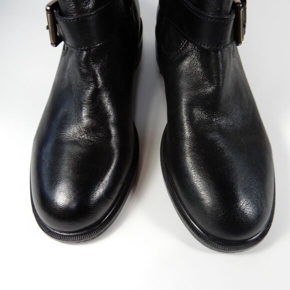 GEOX Respira Catria Motorcycle Biker Ankle Boots Size 8.5 Black Leather NEW - Picture 9 of 16